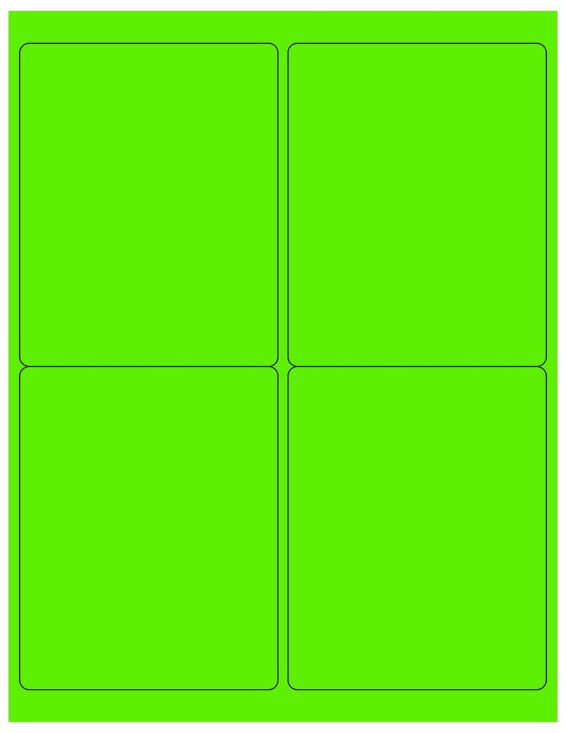 NextDayLabels - 8-1/2 x 11 Neon Color High Light Fluorescent Labels for Laser & Inkjet Printer (Green Fluorescent, 4 x 5-4 Per Page | 400 Labels) - Image 1